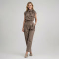Tailliertes Damen Set aus ärmellosem Top und Hose mit hoher Taille im Jumpsuit Look