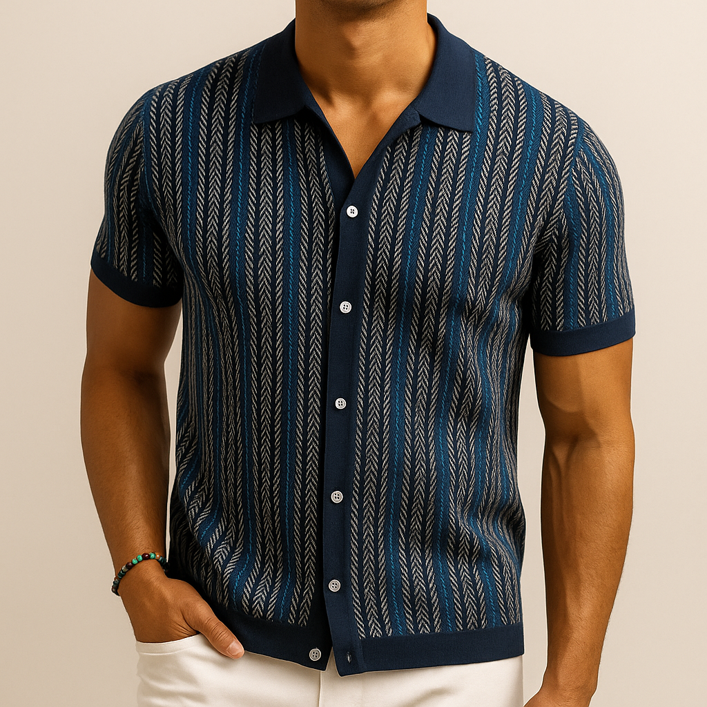 Herren Kontrastdesign Kurzarm Sommer Hemd