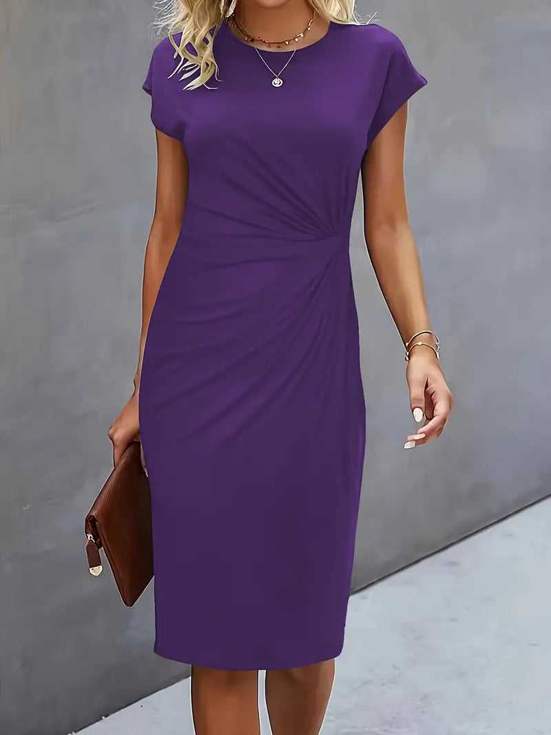 Damen Sommer Drapiert Elegant Bodycon Midikleid