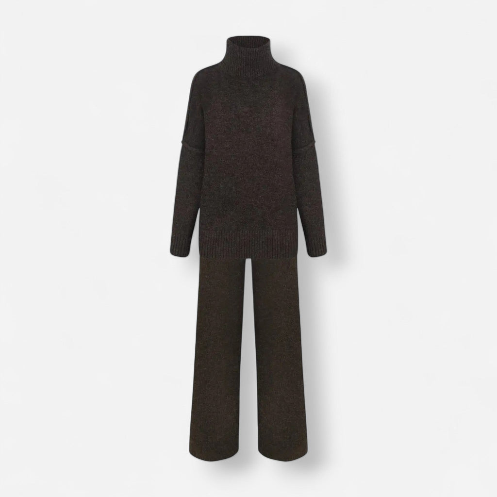 Einfarbiges Roolkragenpullover Strickset für Damen