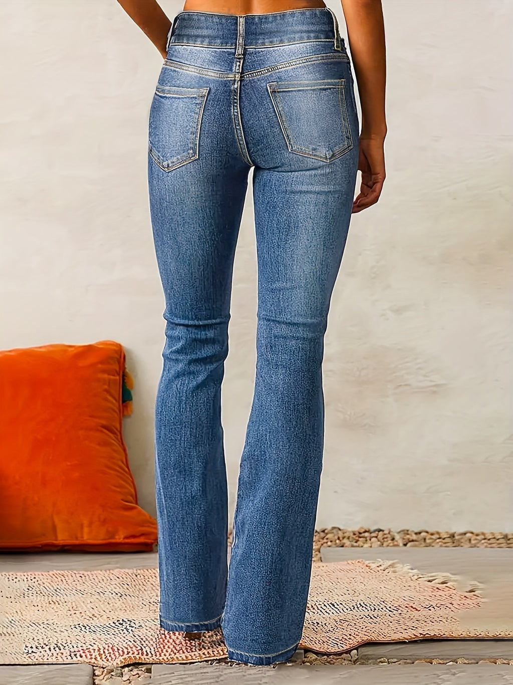 Damen Gerade High-Waist Wide-Leg Jeanshose