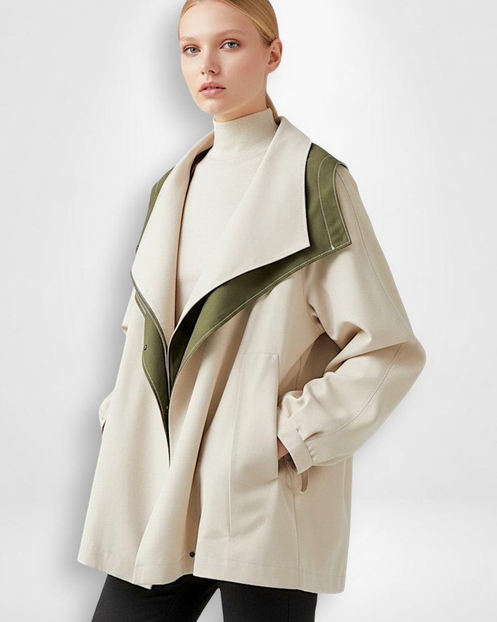 Regenjacke für Damen mit hohem mehrlagigem Kapuzenkragen