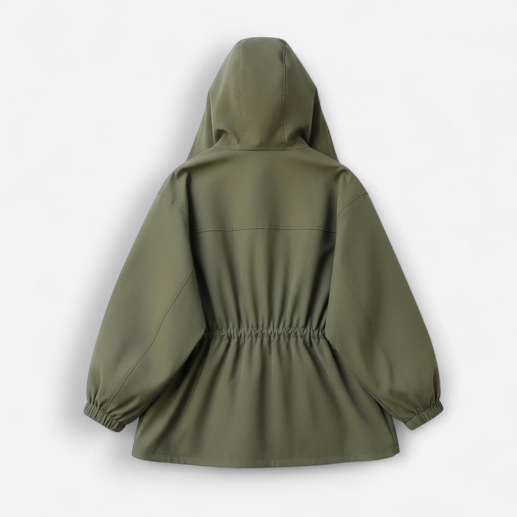 Regenjacke für Damen mit hohem mehrlagigem Kapuzenkragen