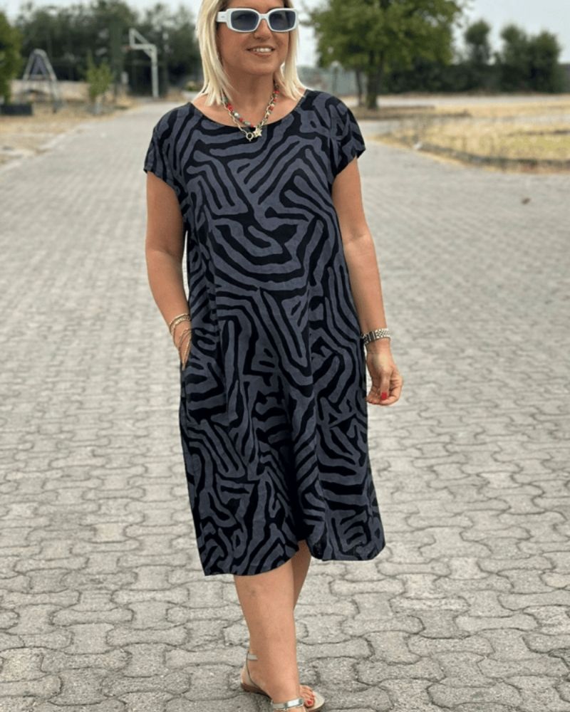 Julia | Damen luftiges Sommer Strandkleid mit Rundhalsausschnitt