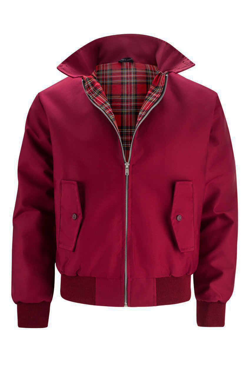 Rex | Herren Harrington Jacke Klassisch Zipper Tartan-Futter