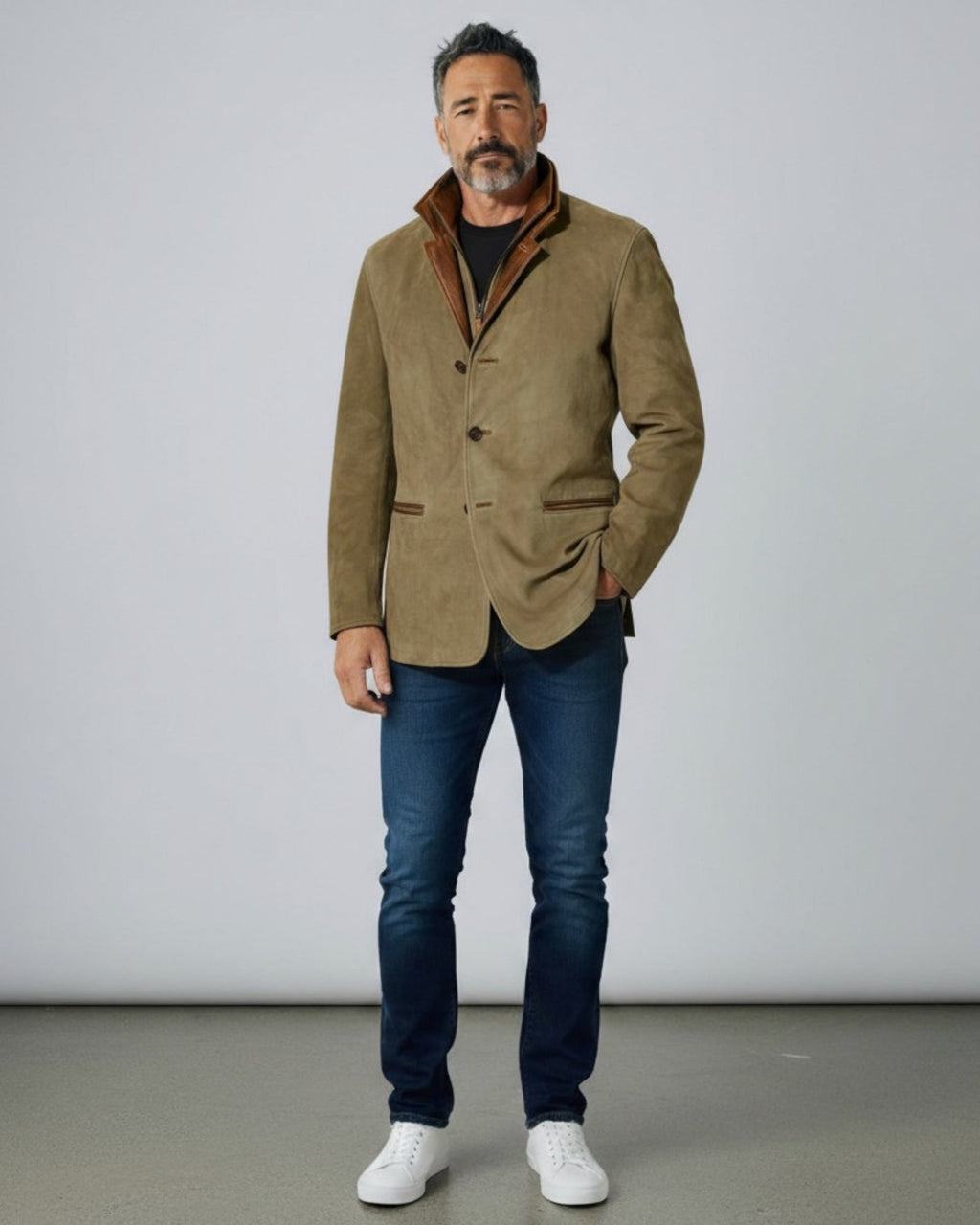 Jacke für Herren mit Reißverschluss-Stehkragen im Blazer-Stil