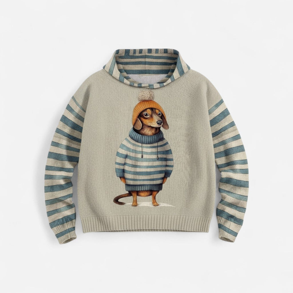 Damen Hoodie mit Hundemotiv und Kapuze
