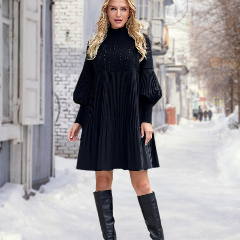 Avelyn™ - Elegantes Plisseekleid mit Laternenärmeln für Damen