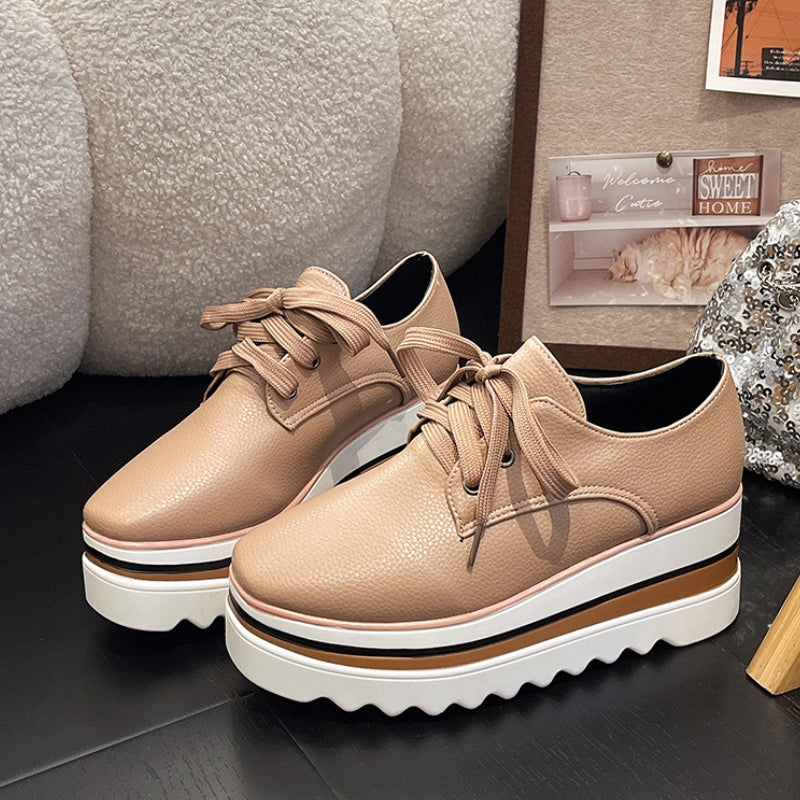 Luna | Damen Plateau Schnürschuhe Oxford Keilabsatz Komfortschuhe