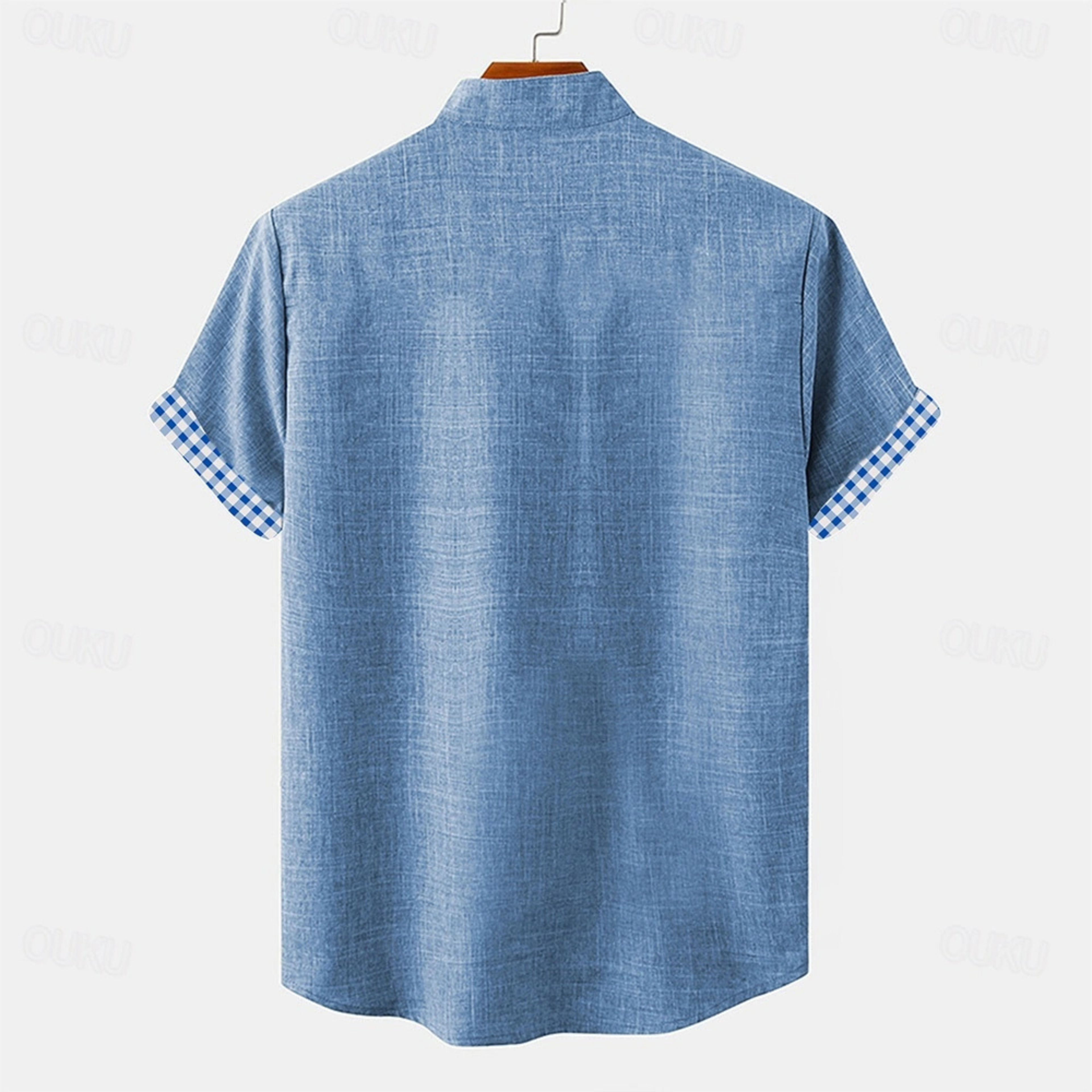 Jhon | Herren hemd Kurzarm Gingham-Kontrast Sommer