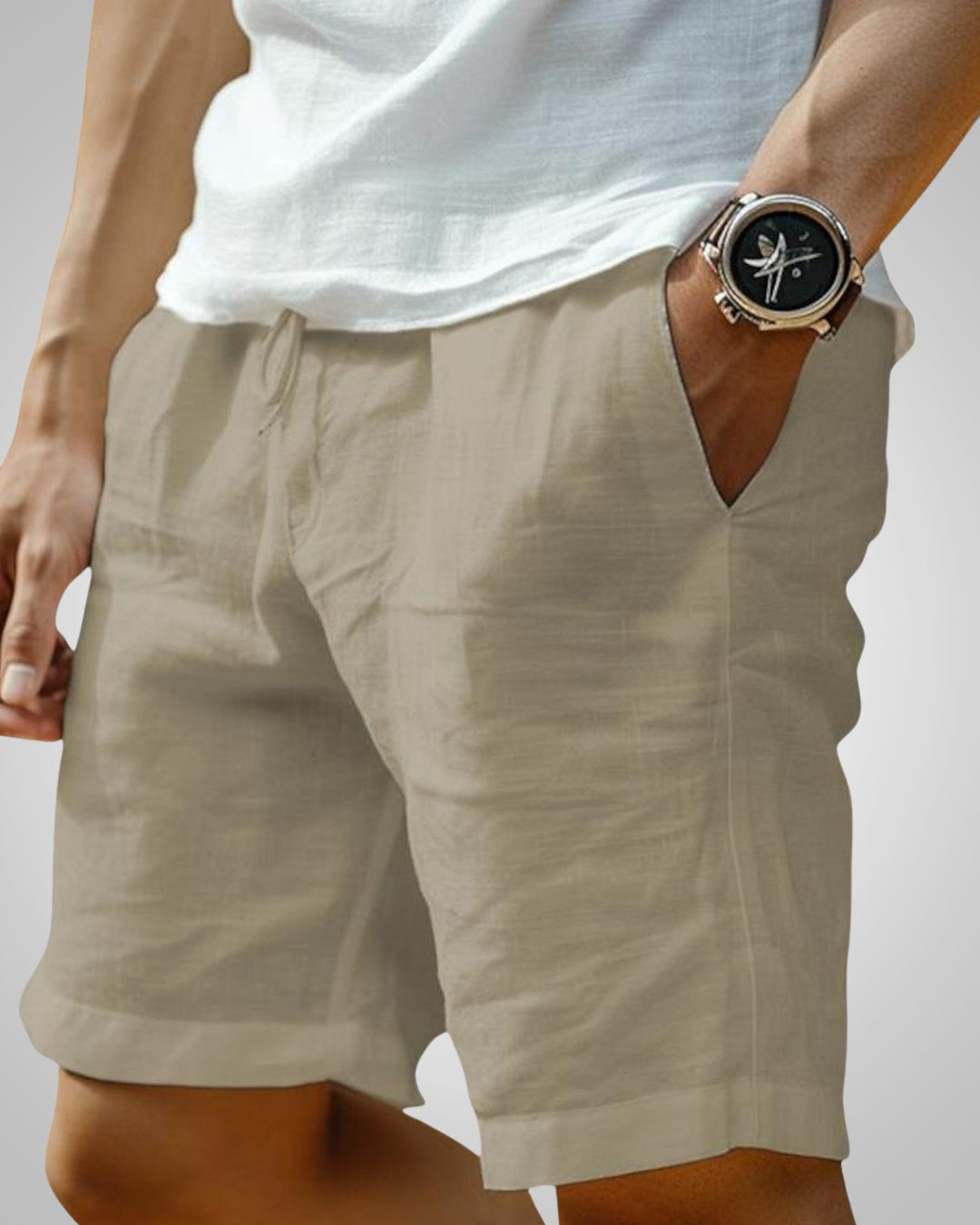 Herren Elastischer Bund Leinen Sommer Shorts