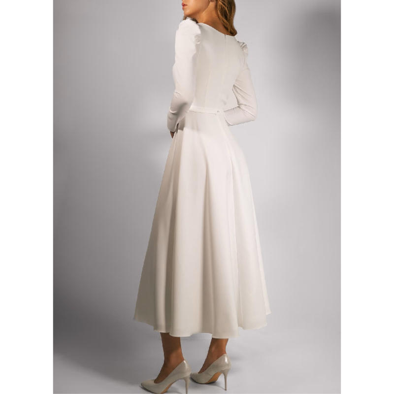 Damen A-Linie Hochzeitsgast Kleid | Maxi & Langarm