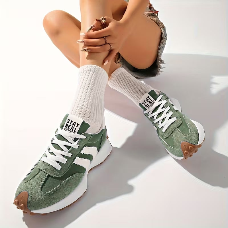 Remy | Damen Retro Sneaker Plateau Wildleder Laufschuhe