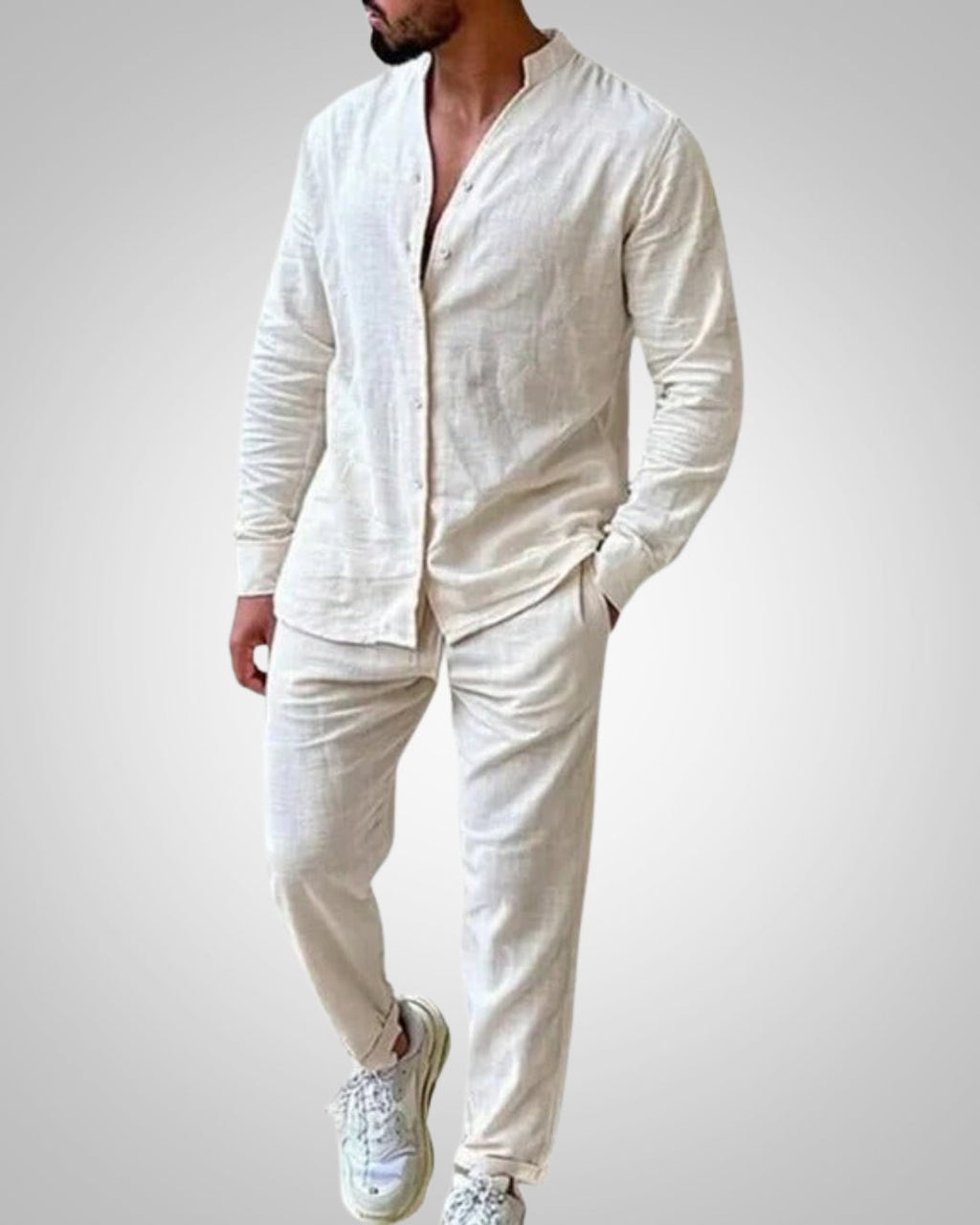 Herren Zweiteiler Stehkragen Sommer Set
