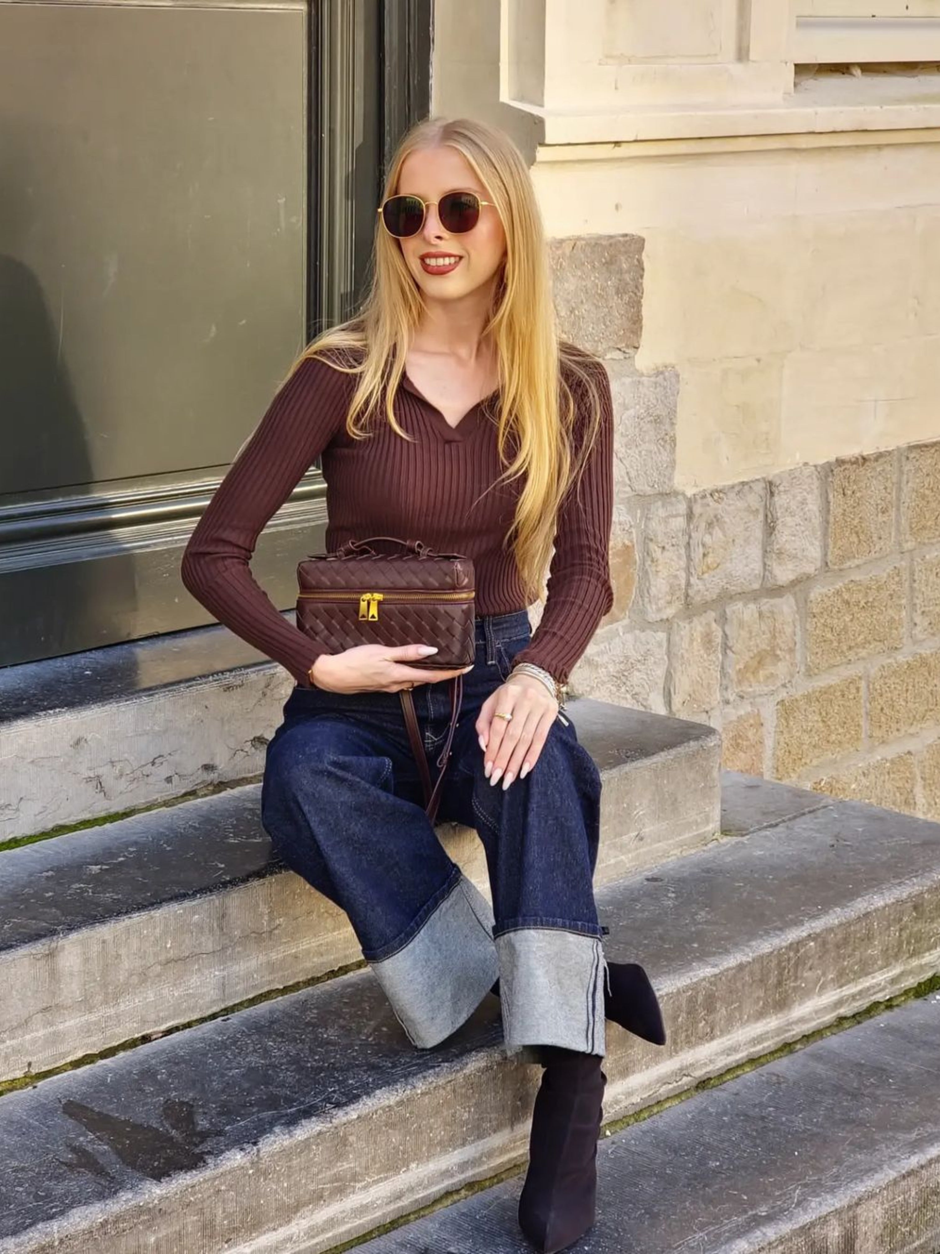 Julia | Strukturierte, glänzende Tasche aus gewebtem Material