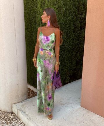 Damen Maxikleid Bunt mit Schal und Halo-Dye-Print