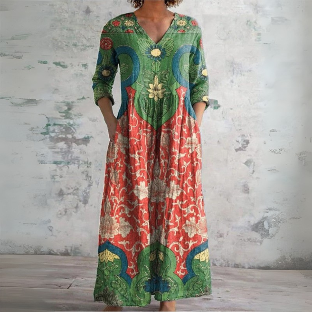 Janine | Vintage Floral Maxi Kleid