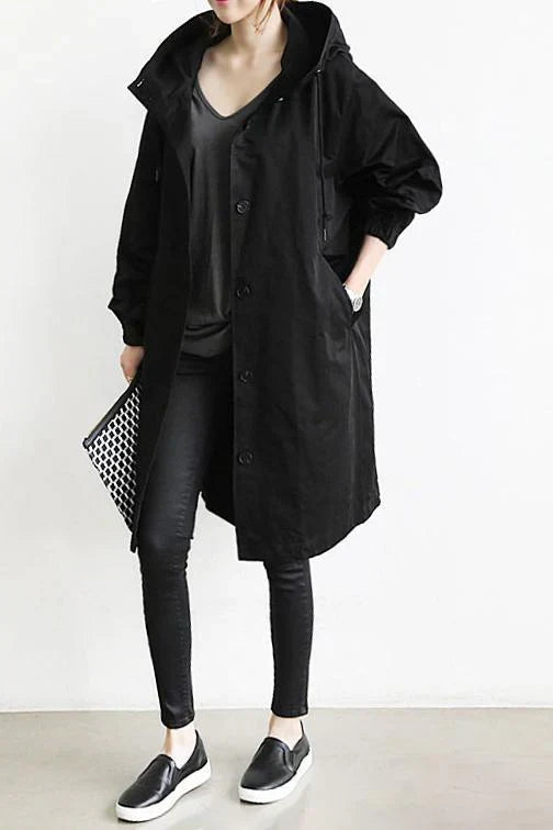Drune | Trenchcoat mit Kapuze für Frauen Lang, Warm und Perfekt für Den Herbst