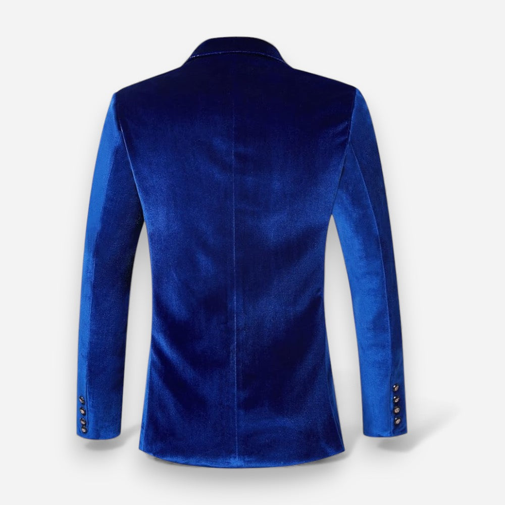 Samtblazer für Herren mit tailliertem Schnitt und Satin-Details