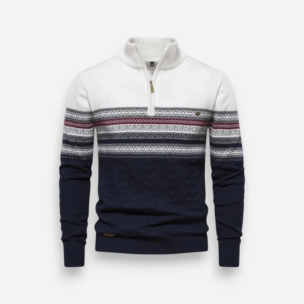 Half Zip Pullover Sweater mit Retro-Muster für Herren