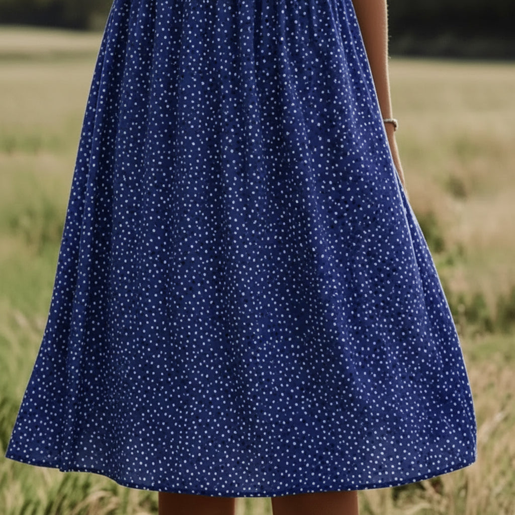 Hannah | Damen luftiges Sommer Midi Strandkleid mit fließendem Schnitt