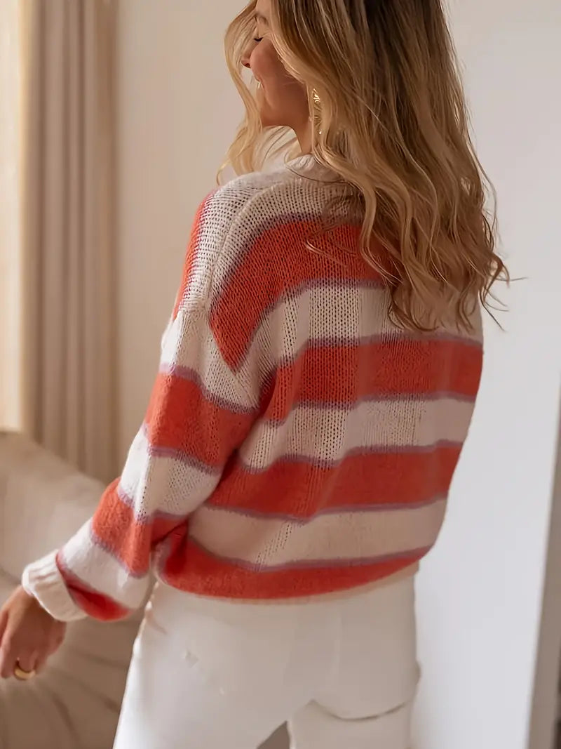 Gigi -Gestreifter Pullover in Blush