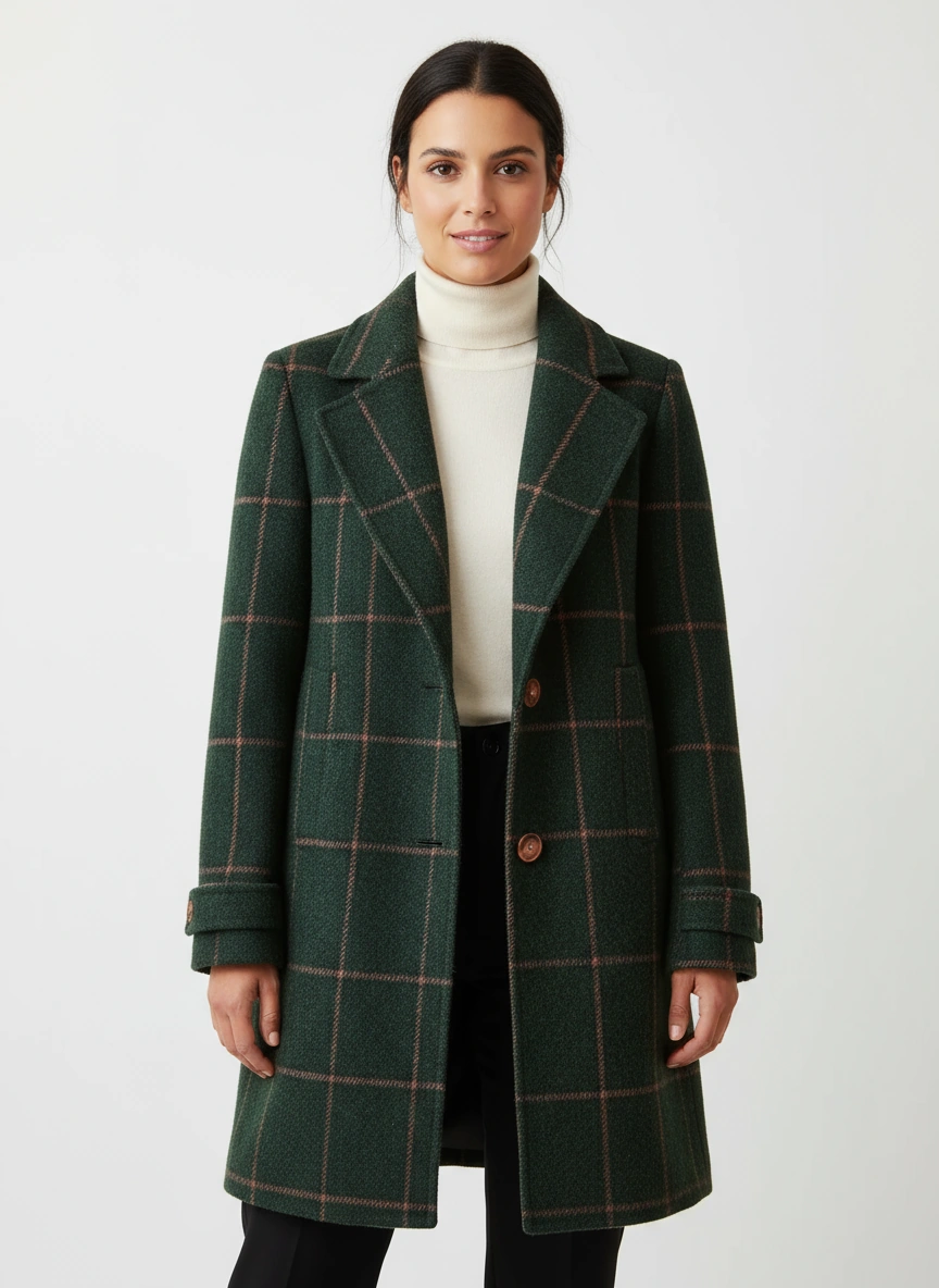 Schicker karierter Winter-Blazermantel für Damen