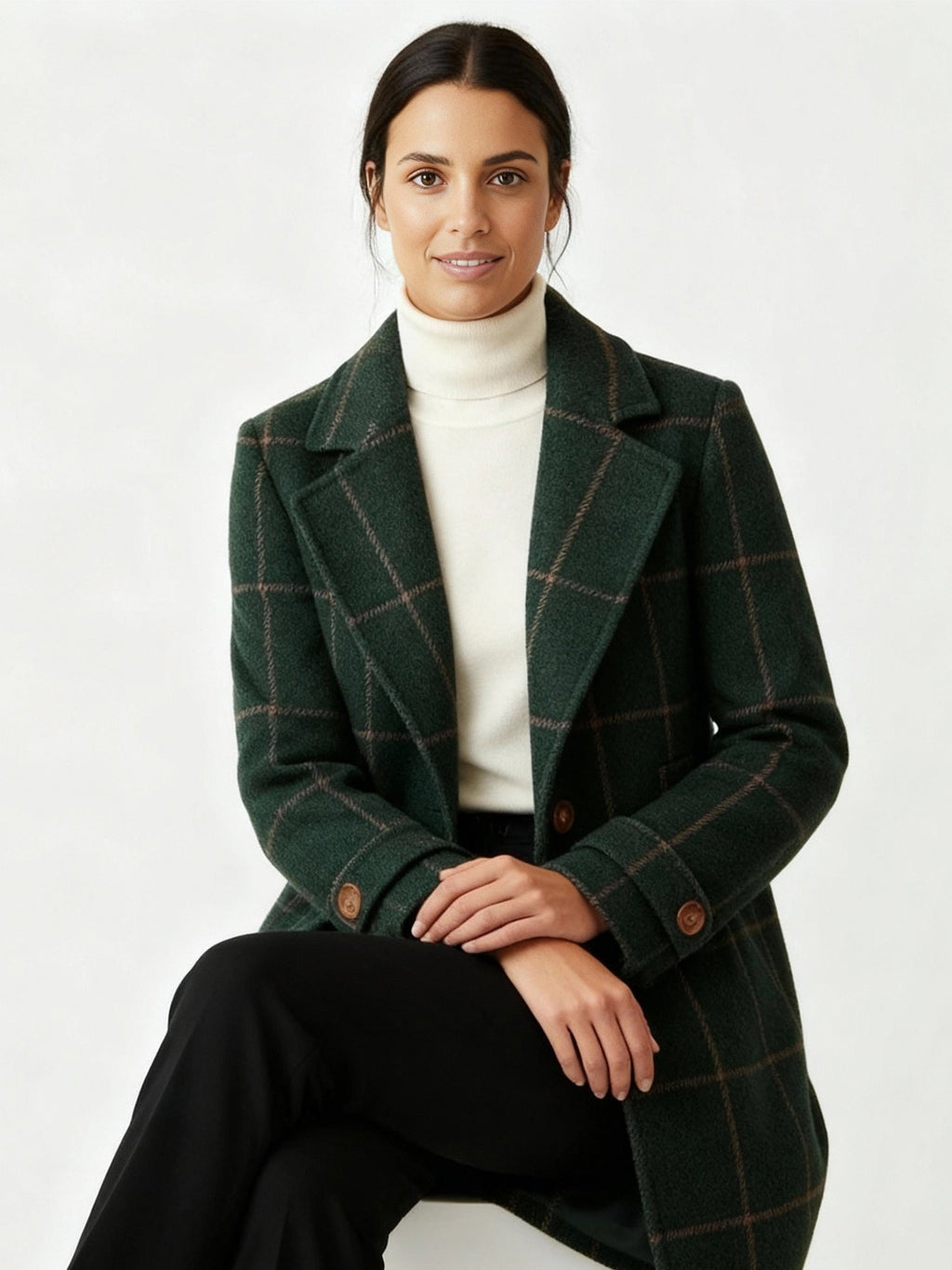 Schicker karierter Winter-Blazermantel für Damen