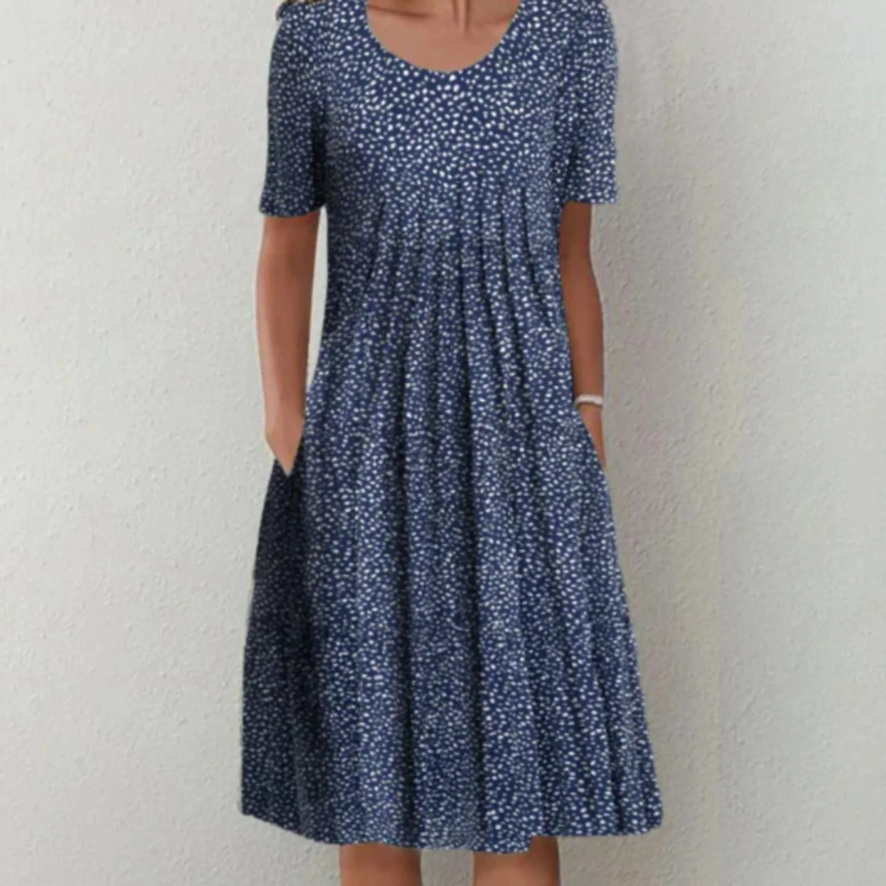 Damen Kurzarm Geblümt Sommer Midikleid