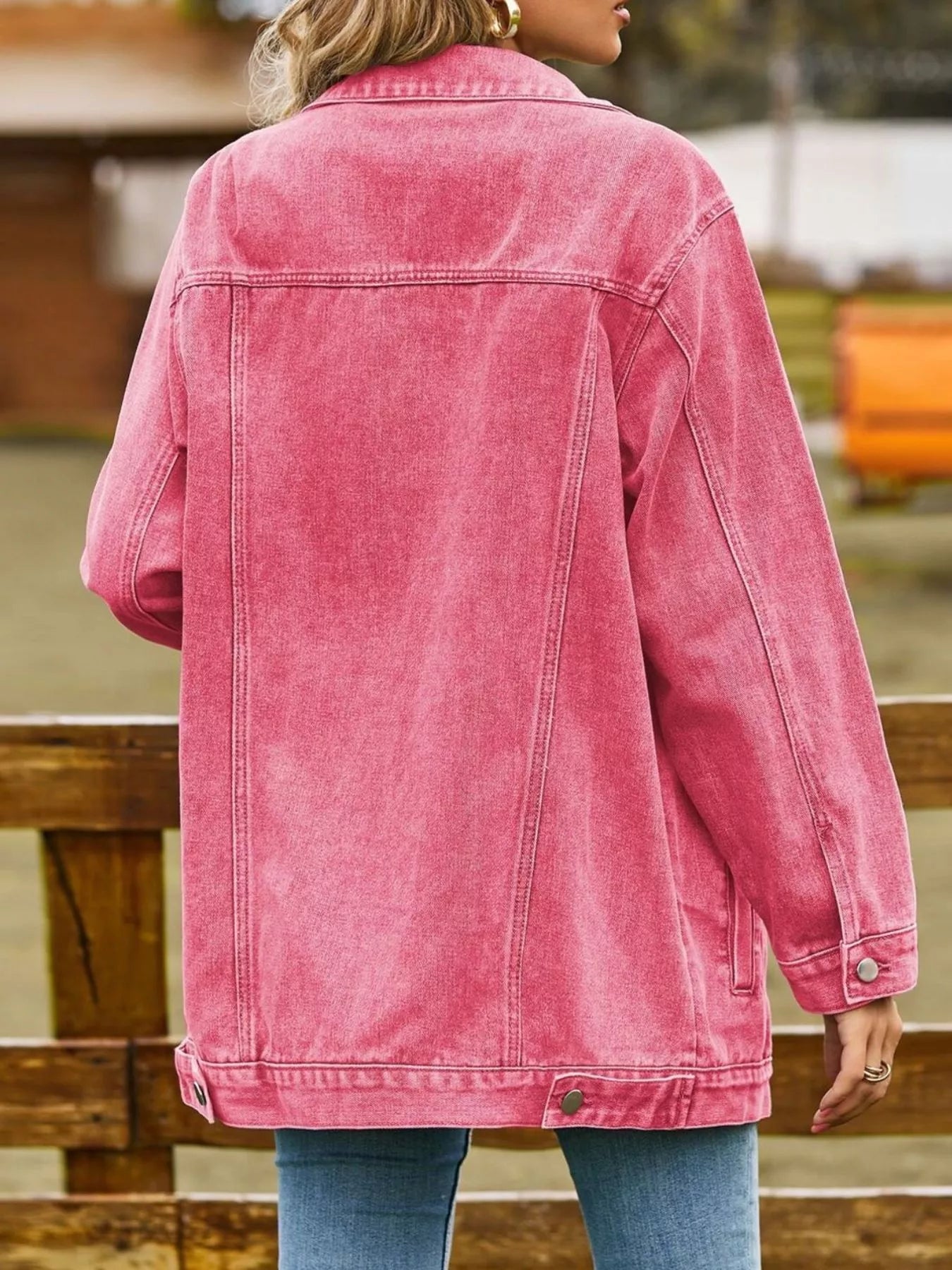 Lidi - Button Down Jeansjacke aus gewaschenem Denim