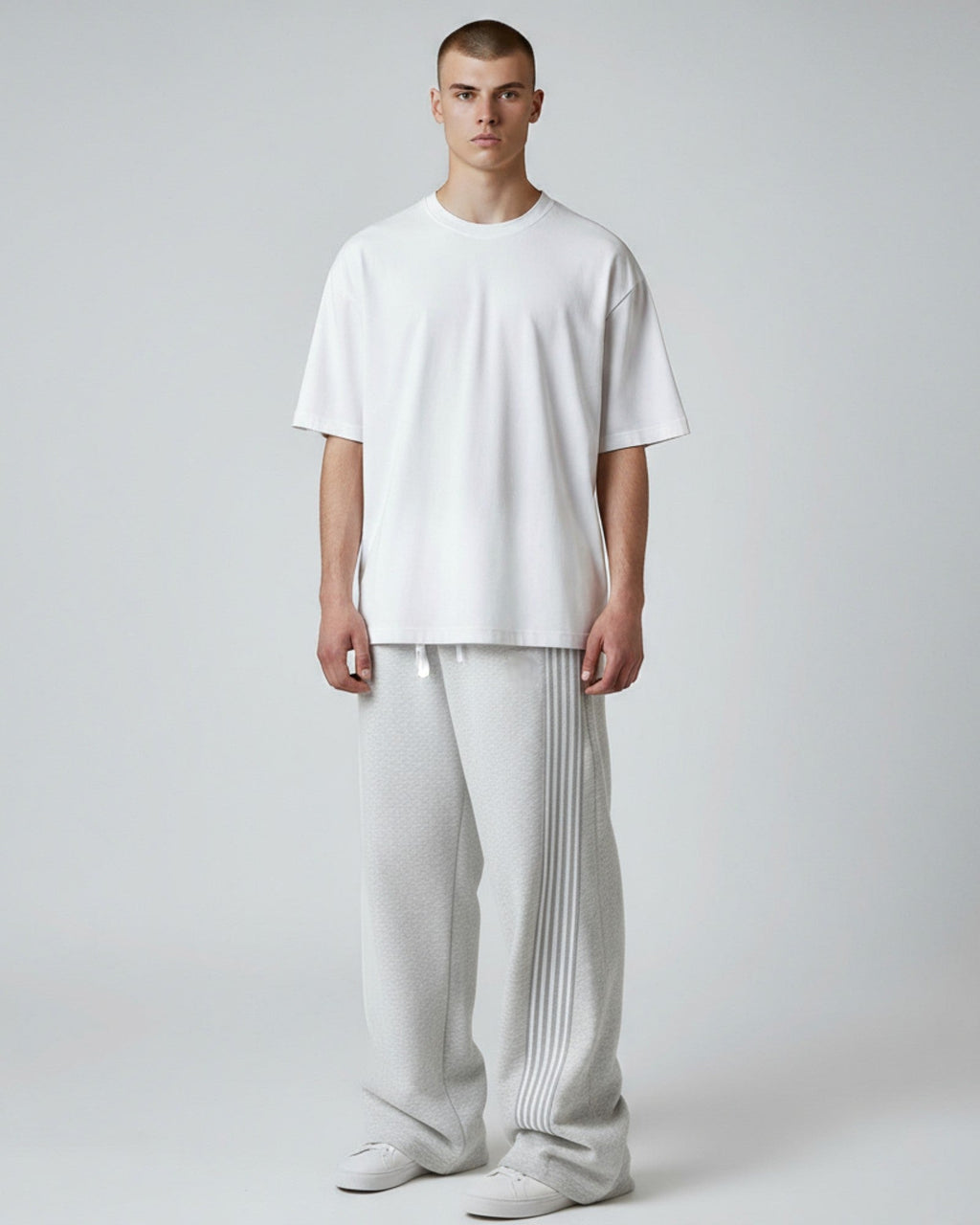 Baggy Jogginghose für Herren mit Streifen und ohne Bündchen am Bein