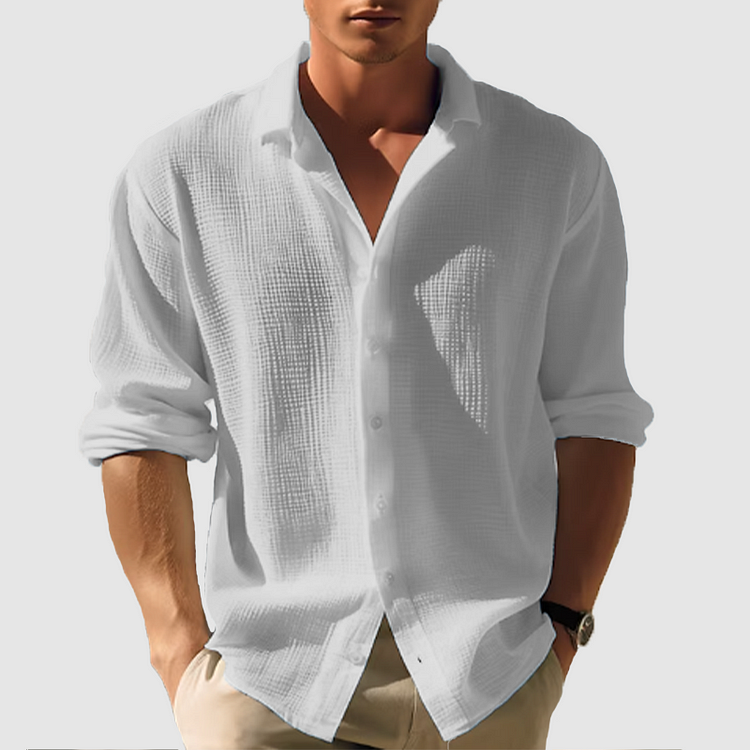 Herren Langarm Knopfleiste Sommer Hemd