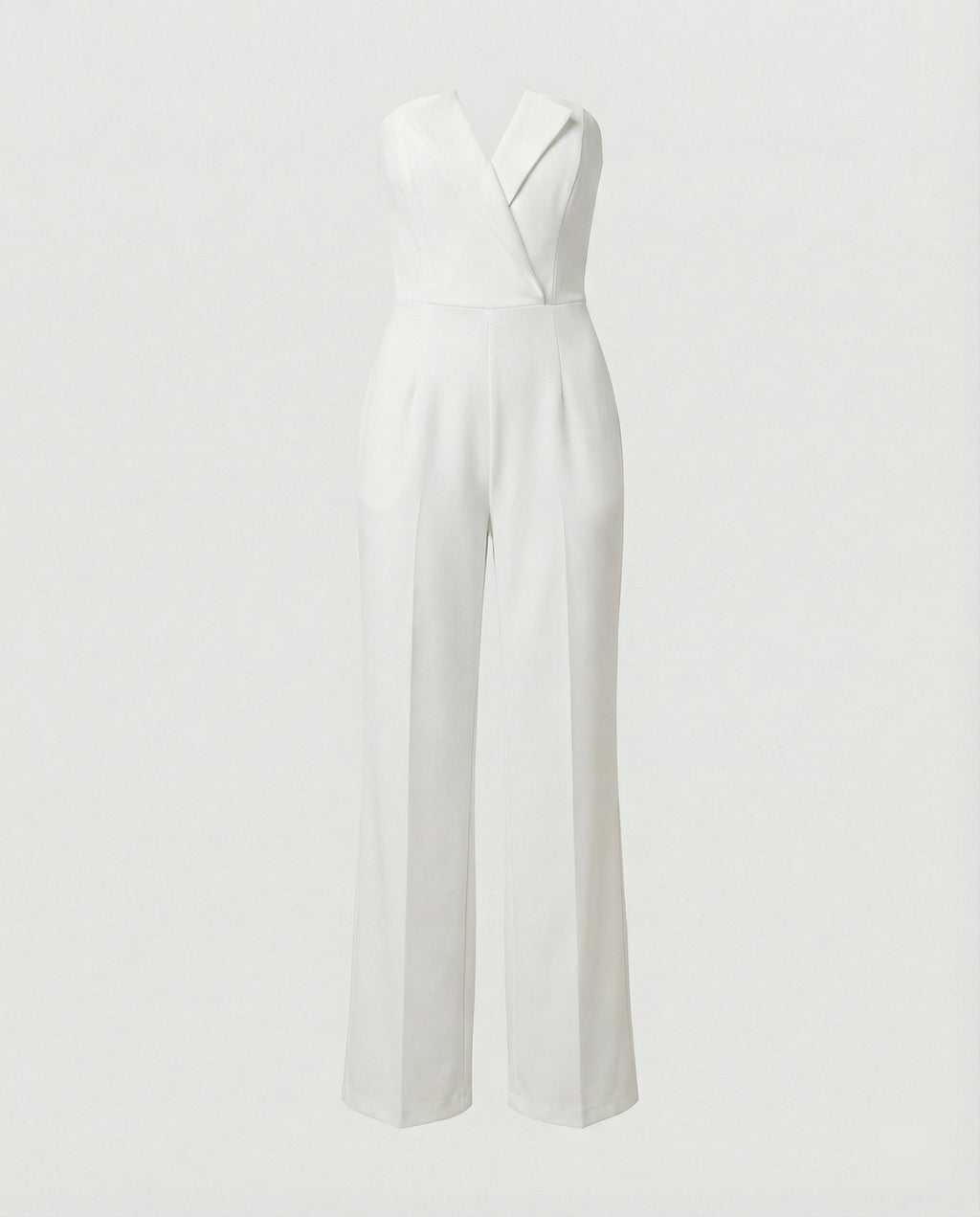 Eleganter Damen Jumpsuit trägerlos mit weitem Bein und strukturiertem Dekolleté