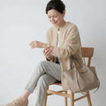 Langer Cardigan für Damen ohne Kragen im Relaxed Fit