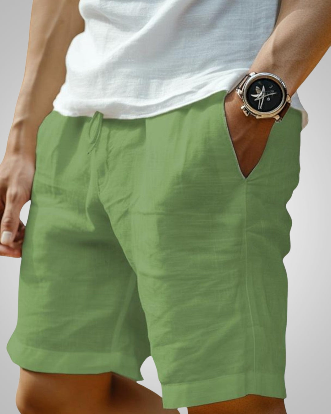 Herren Elastischer Bund Leinen Sommer Shorts