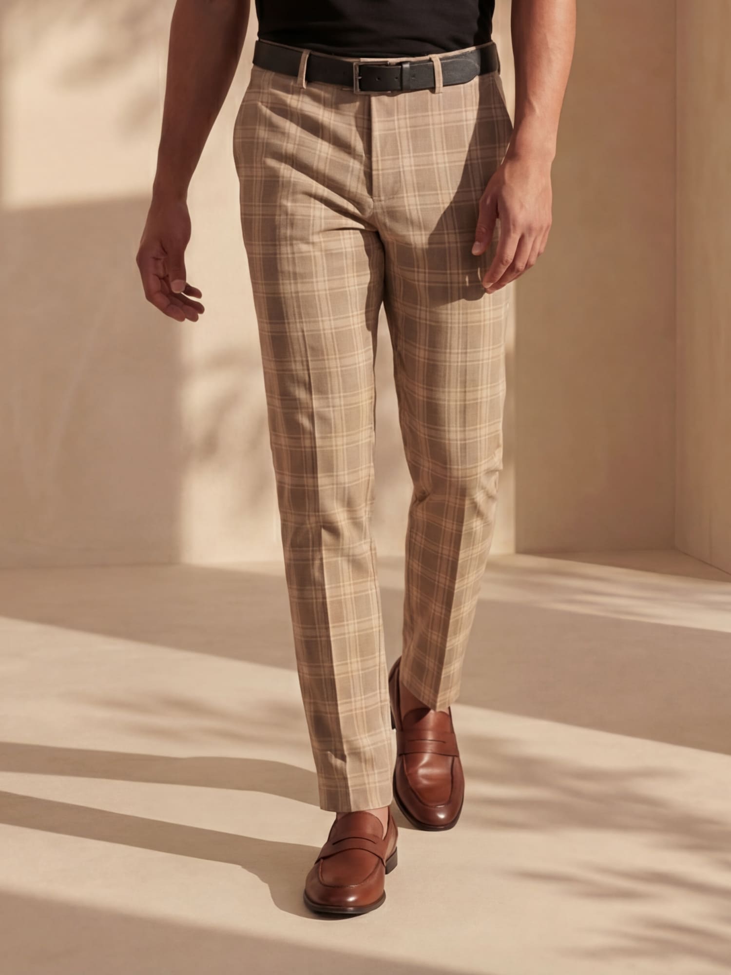 Herren Slim Fit Karierte Casual Chino Hose