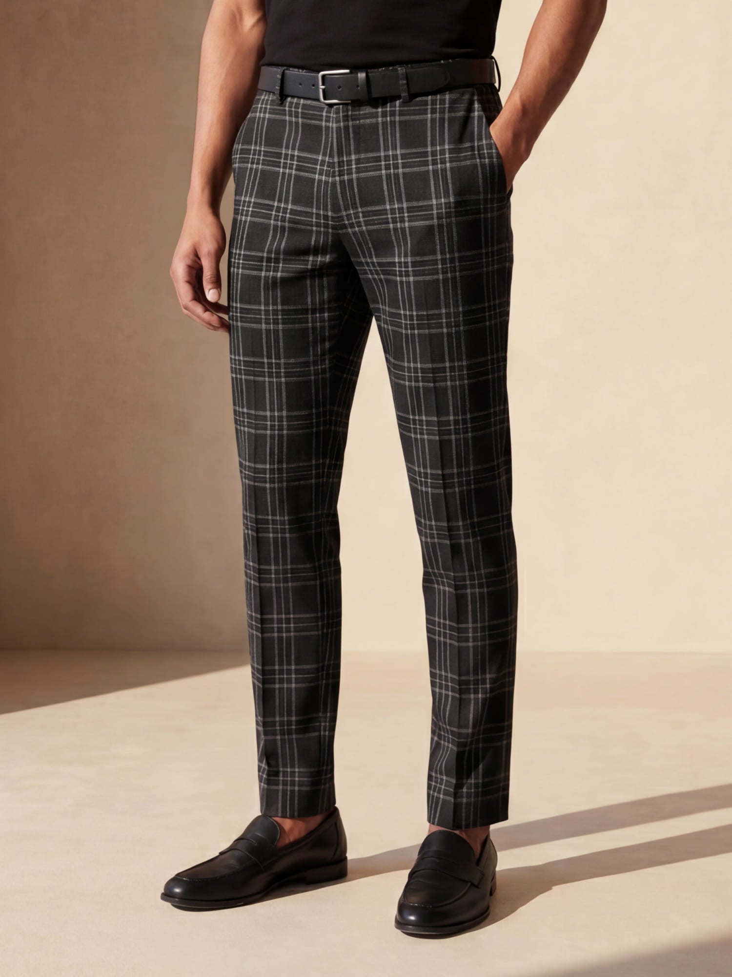 Herren Slim Fit Karierte Casual Chino Hose