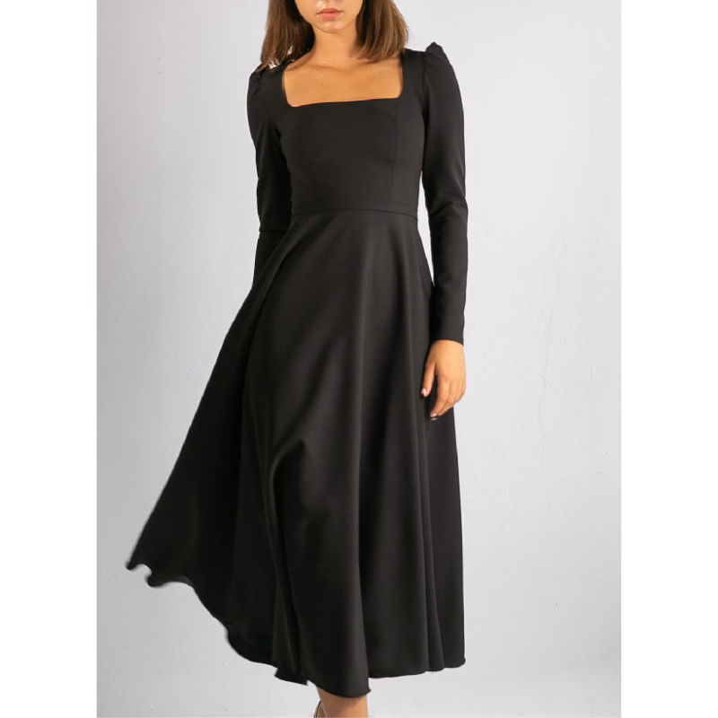 Damen A-Linie Hochzeitsgast Kleid | Maxi & Langarm