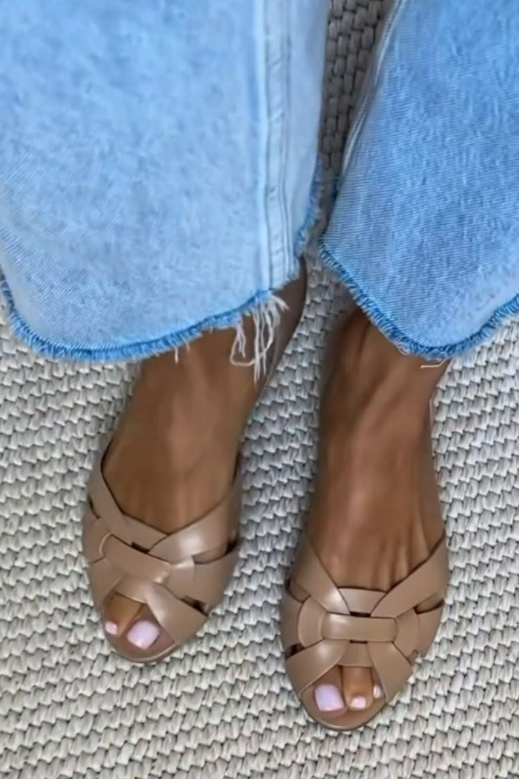 Serafina | Geflochtene Sandalen in Naturfarbe
