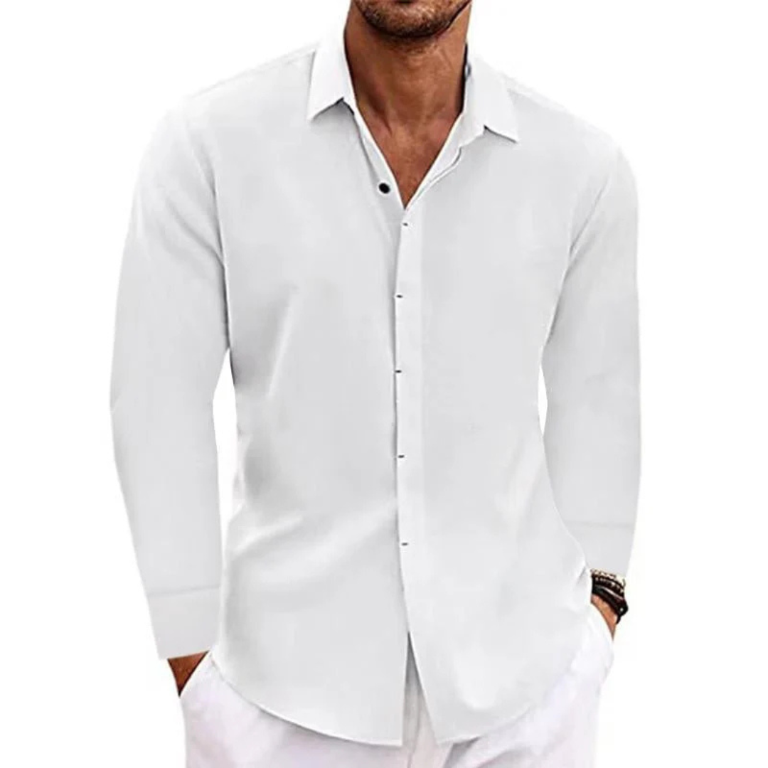 Herren Leinen Sommer Langarm Hemd