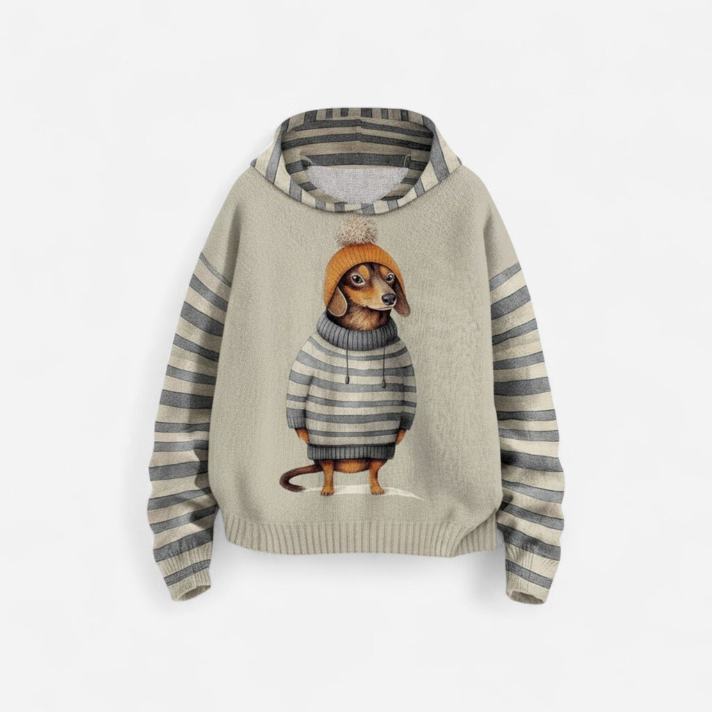 Damen Hoodie mit Hundemotiv und Kapuze
