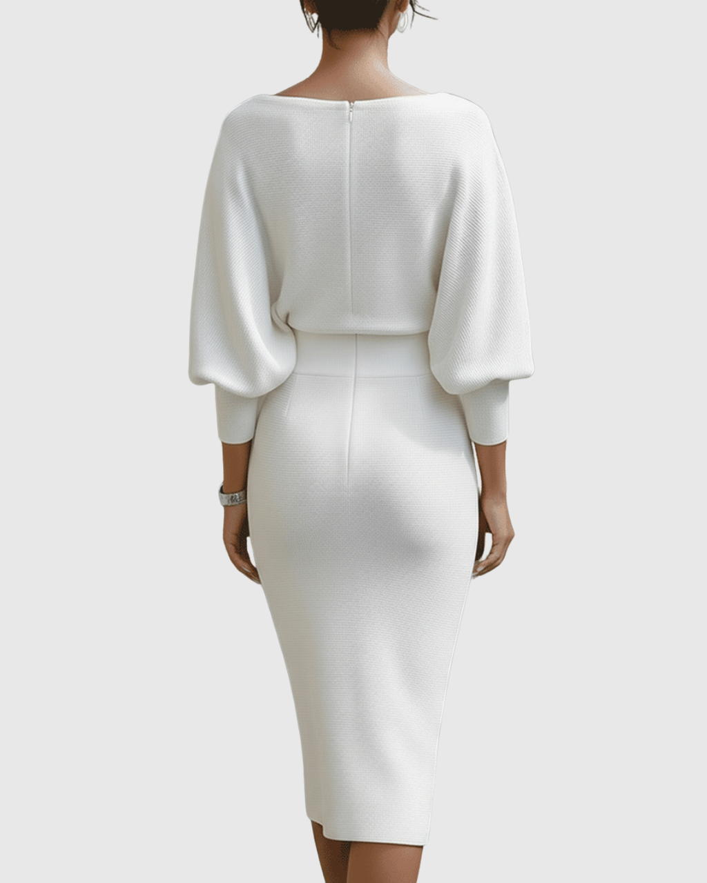 Damen Sommer Figurbetont Langarm Miidkleid