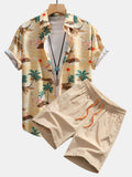 Flamingo-Lebensraum-Muster Hemd mit Knopfleiste und Shorts zum Schwimmen