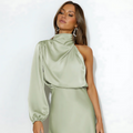 Damen One Shoulder Satin Kleid