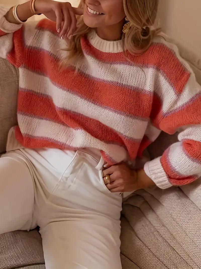 Gigi -Gestreifter Pullover in Blush