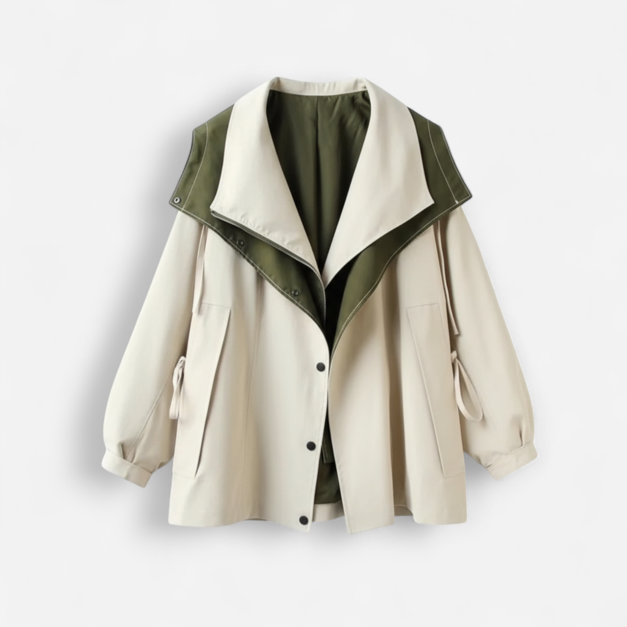 Regenjacke für Damen mit hohem mehrlagigem Kapuzenkragen