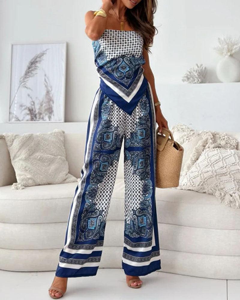Helen | Urlaubstaugliches, stilvolles Schnür-Weste und Hose Zwei-Teile-Set Kleid