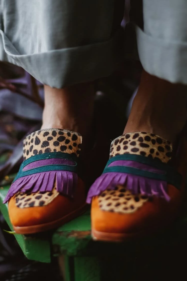 Birgit | Loafer mit Fransen und Tierprint