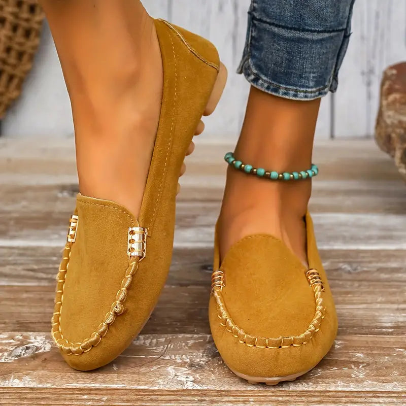 Nina | Damen Mokassin Flach Velours Slip-On Komfortschuh