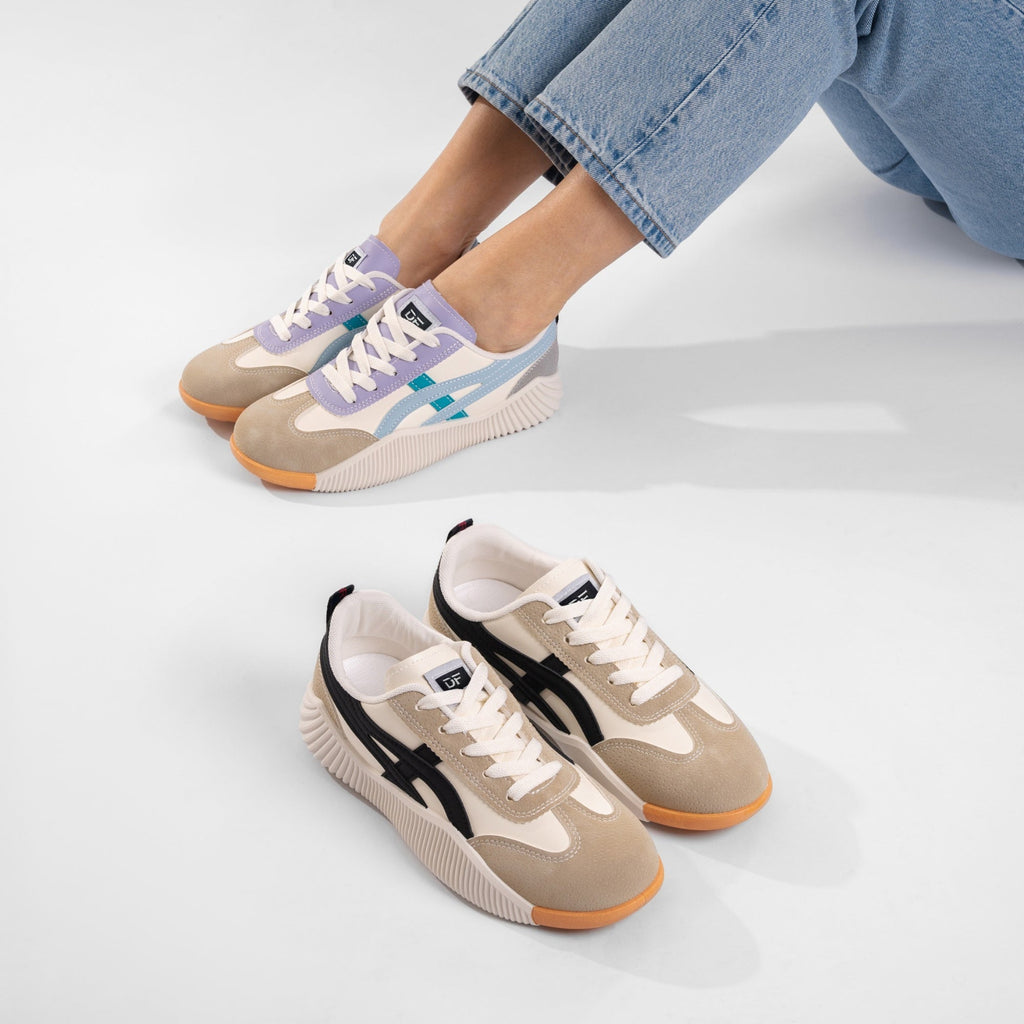 Damen Schnürung Streifen Detail Freizeit Sneaker